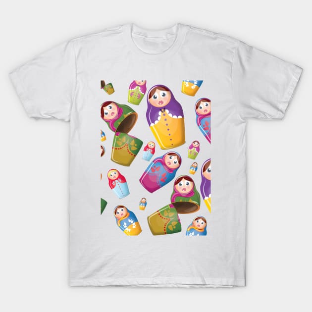 Russian Dolls Pattern T-Shirt by nickemporium1